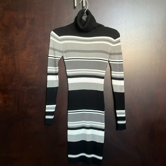 VENUS Dresses & Skirts - Venus Striped Knit Sweater Bodycon Dress Women’s Size S with Turtleneck